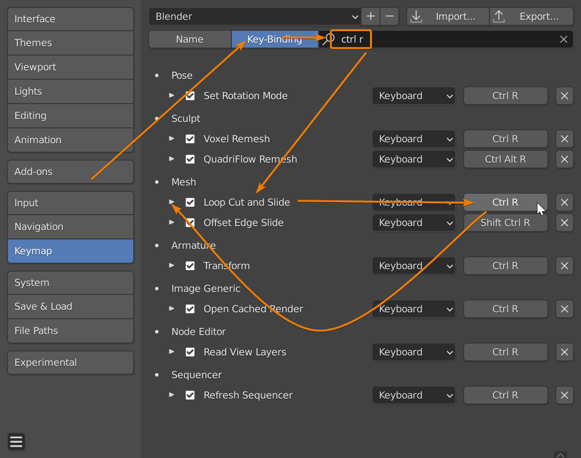 blender 2.8 search