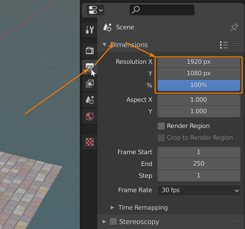 blender default render settings