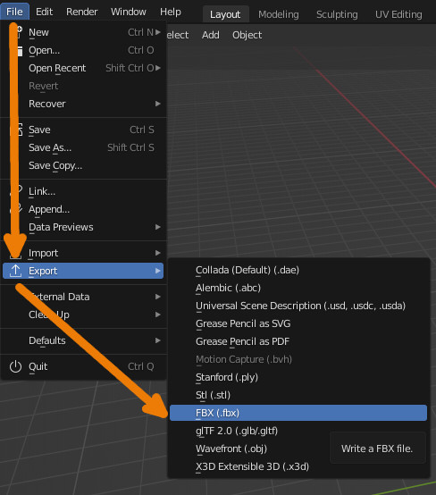 Exporting and importing FBX in Blender 