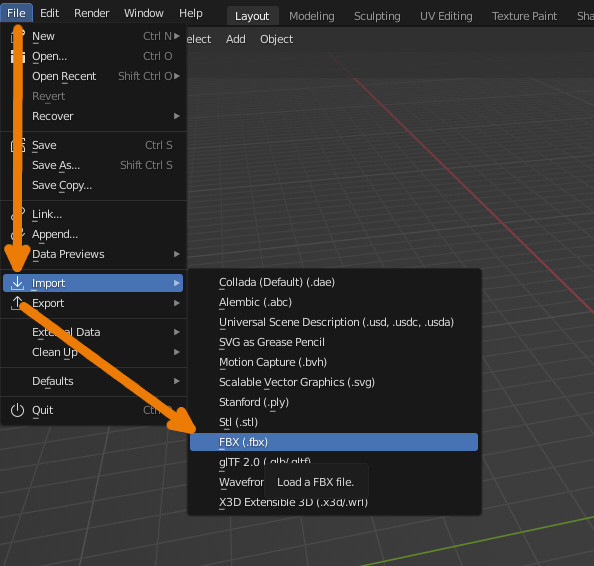 Exporting and importing FBX in Blender 