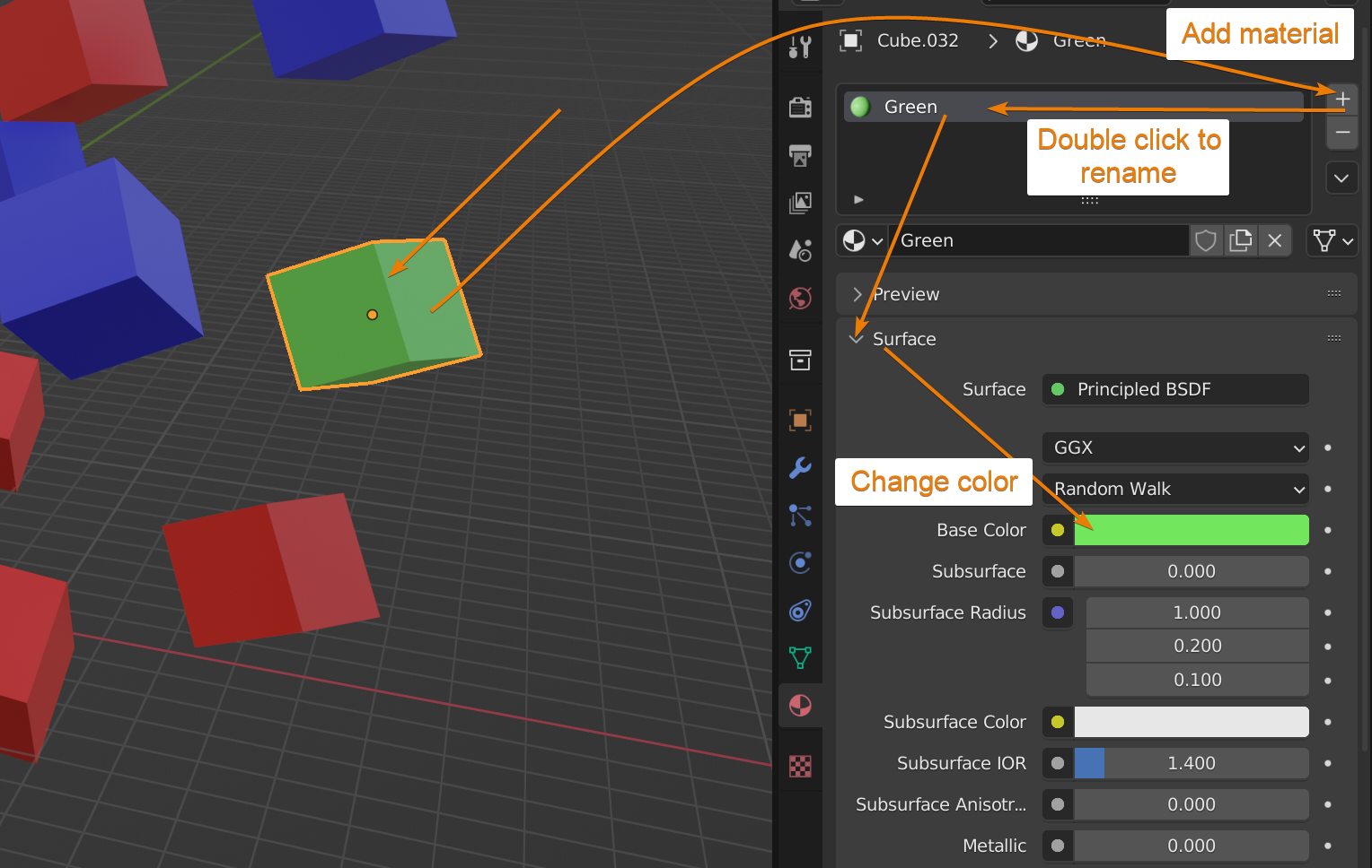 How to change the color of an object in Blender?